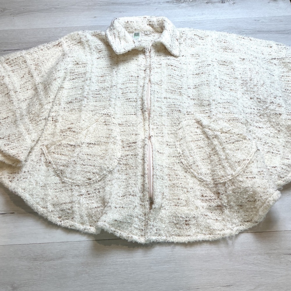 Branigan Weavers Poncho‎ Cape Women One Size Cream Wool Blend PreLoved